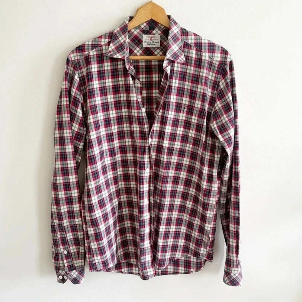 Barbour Beacon plaid print button down long sleeve collared shirt size small